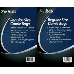 200 Comics Bags, Comic Book Sleeves Protector Comics Books with Flap, Regular